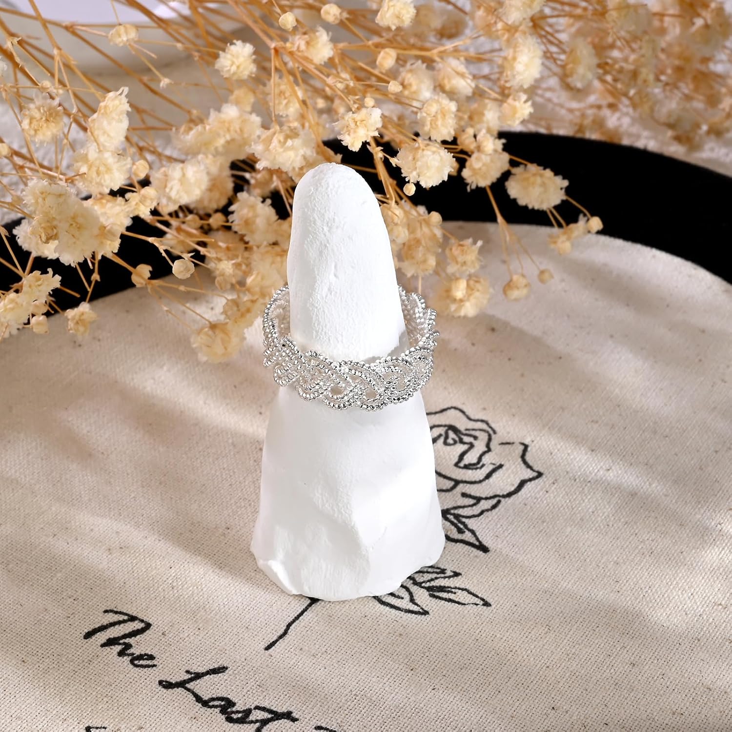 Silver Braided Rings for Women Chunky Thumb Wide Twist Bands Stackable adjustable Rings for Wedding or Daily - Image 6