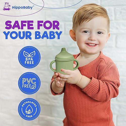 Miniatura 6 de Vaso de transición de silicona para niños mayores de 6 meses Incluye 1 vaso con pajita para niños pequeños y 1 taza para sorber para bebé con asas