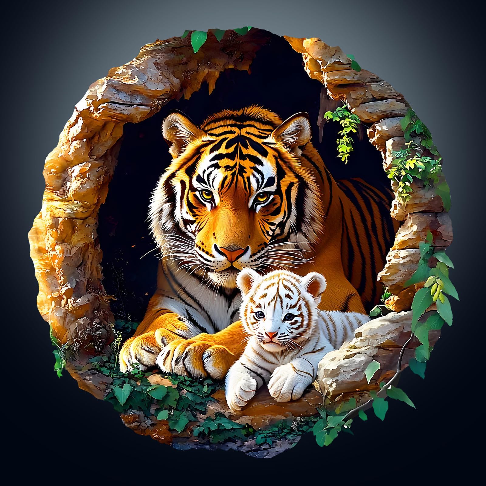Wooden Puzzle 3D Visual Effect Lion Unique Shape Advanced Wood Puzzle for Adults,Holiday Birthday Gift,Craft kit (Tiger Maternity, Large)