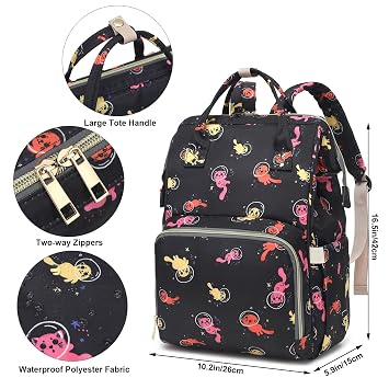 Cat Diaper Bag Backpack for Baby Girls, Mom Waterproof Large Nappy Bags for Women
