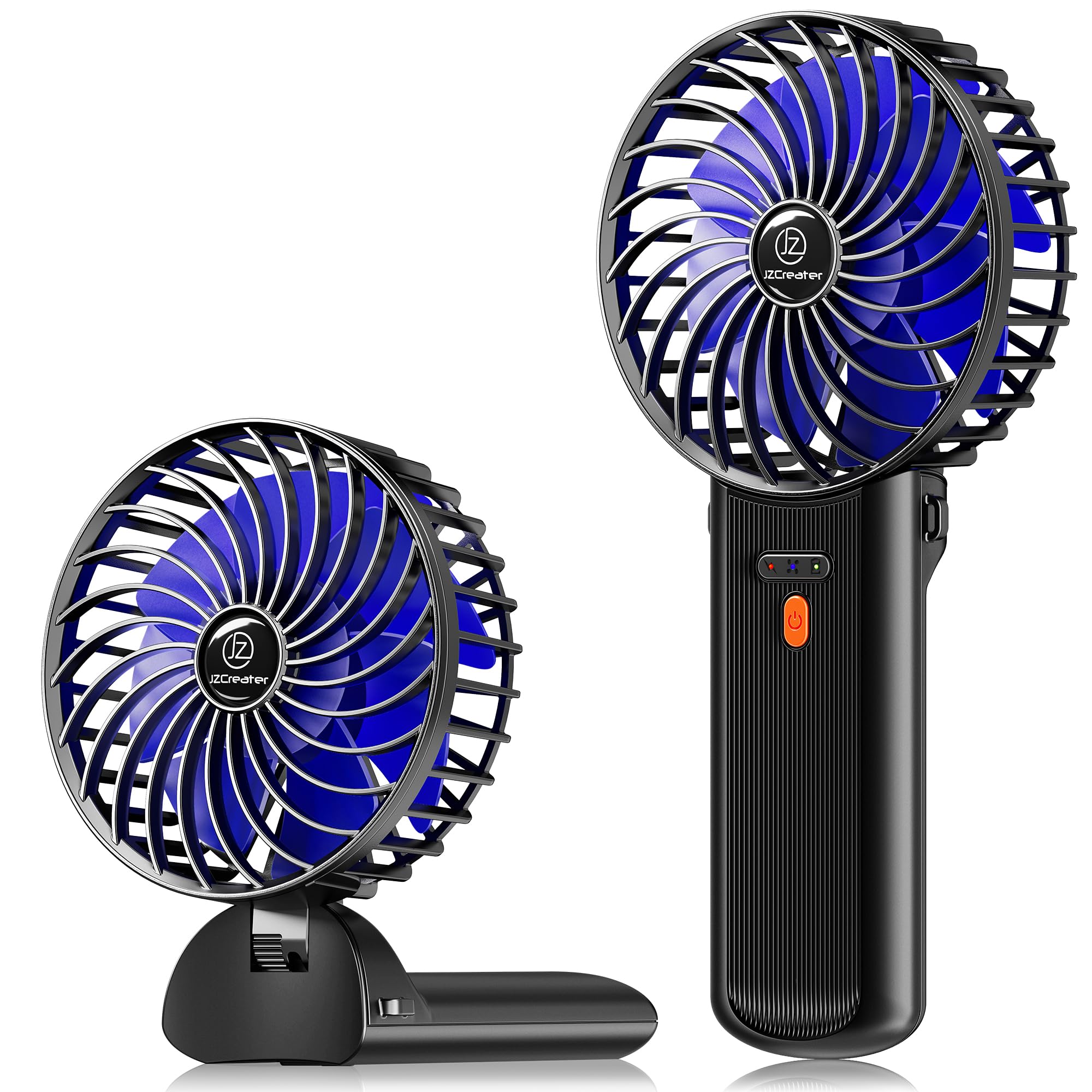 JZCreater Mini Handheld Fan, Portable Rechargeable Fans, Quiet 4 Speed, 2in1 Battery Operated USB Desk Fan, Small Folding Stand Electric Fan for Travel Outdoor Home Office Makeup, Gift for Women