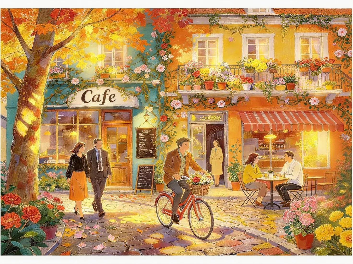 35 Piece Wooden Puzzles - Sunset Café Street - Jigsaw Puzzles for Adults, Each Piece is Unique, Perfect Leisure Jigsaw Puzzle - for Puzzles Collectibles