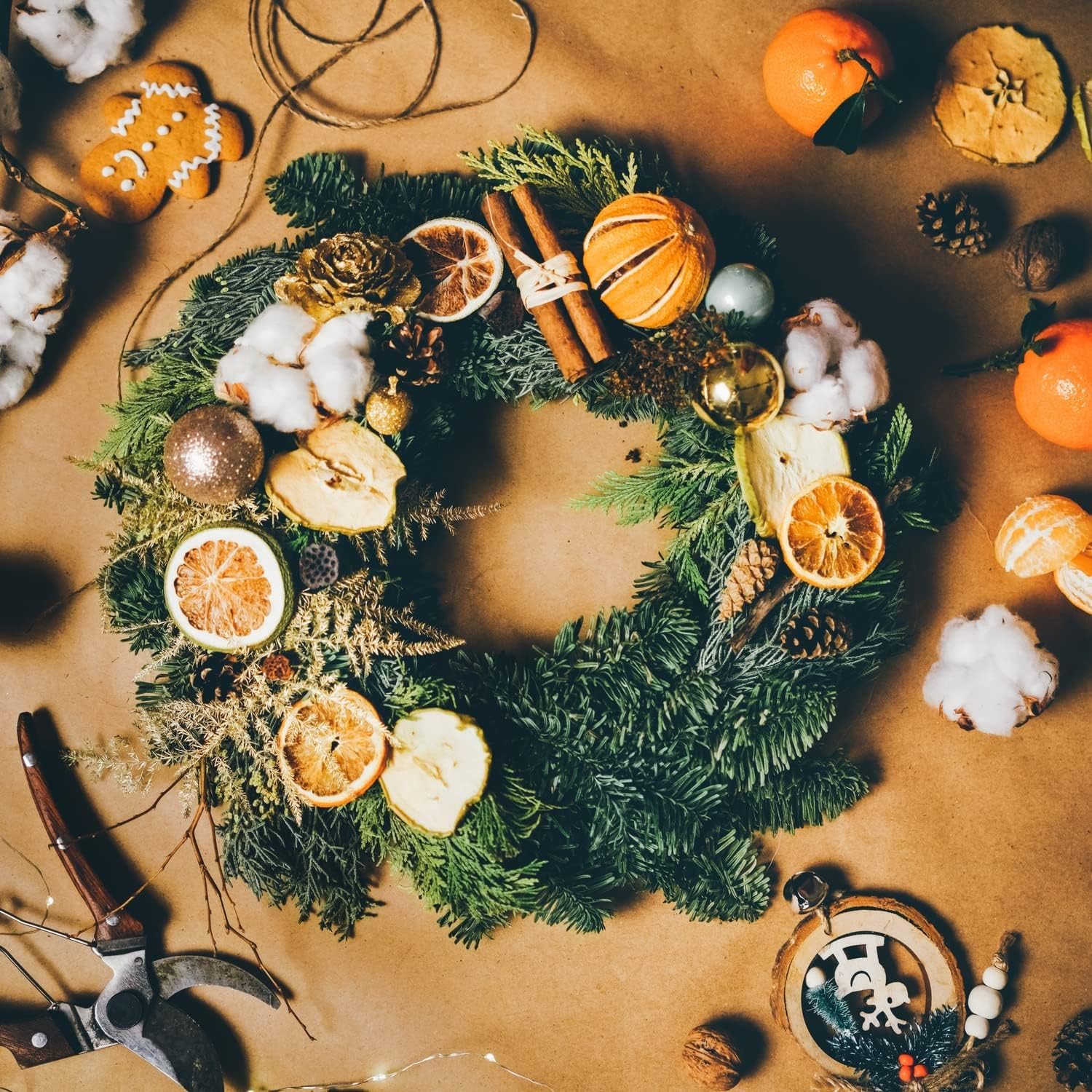 Decorazioni natalizie naturali - fette d'arancia, fette di mela, bastoncini di cannella - Corona d'Avvento Corona di Natale Composizione d'Avvento potpourri