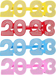 LUOZZY 4 Pcs 2023 Graduation Glasses for New Year Eve Eyeglasses Grad Party 2023 Number New Year Eyewear for Costume Party