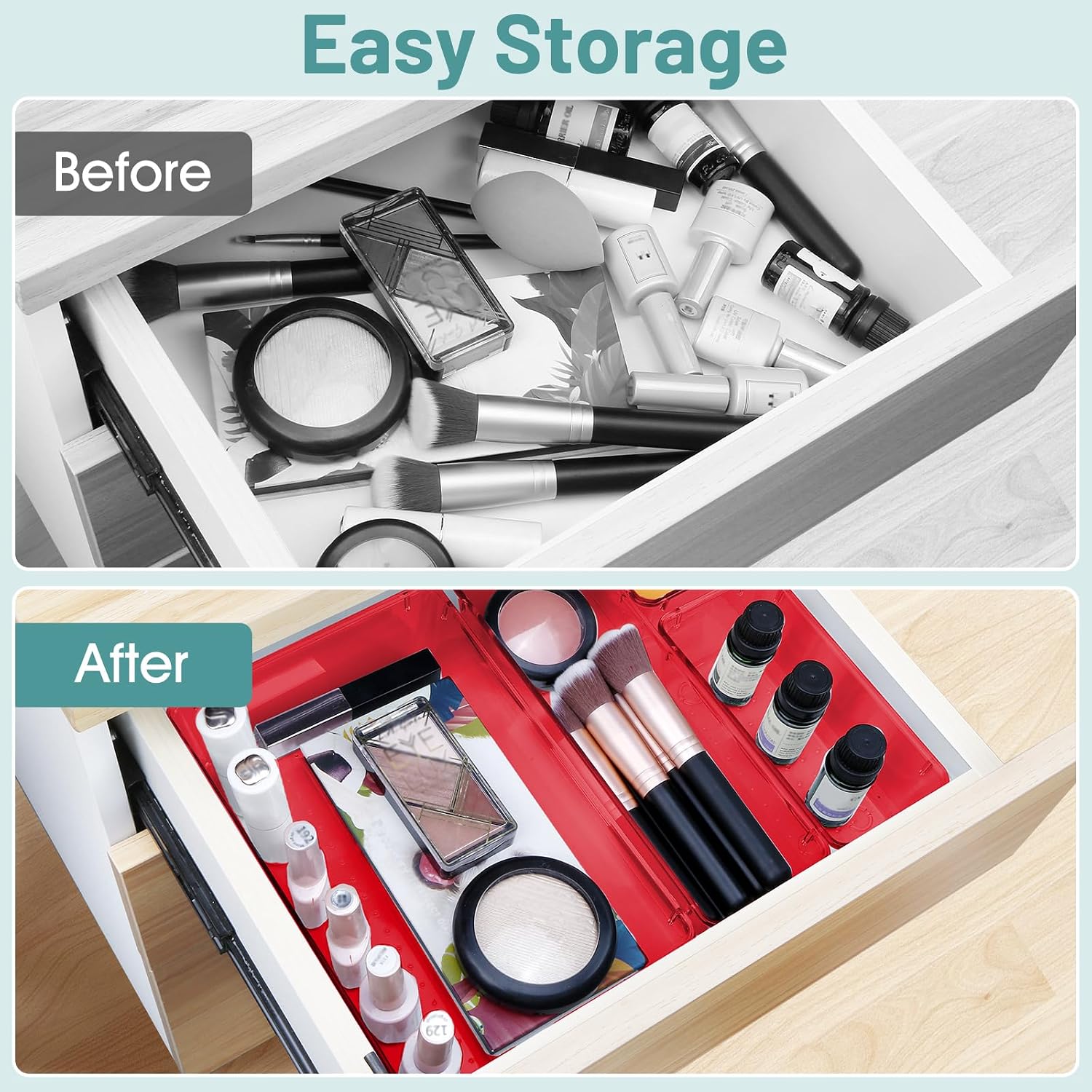 25 PCS Plastic Drawer Organizer Set, Makeup Organizers and Storage Bins thumbnail