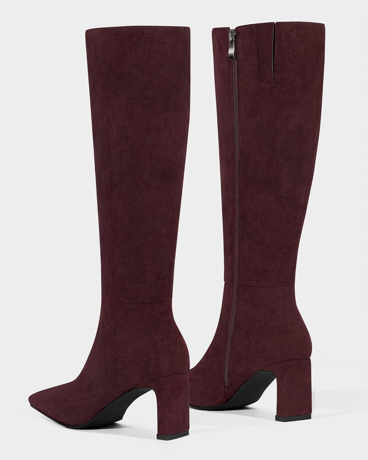 MUCCCUTE Campus Knee High Boots for Women Wide Calf Square Toe Chunky Block Low Heel Tall Long Boots Pull On - Image 8