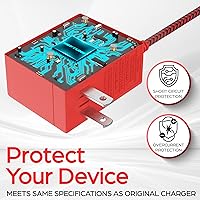 Vista 3 de Neptune Cargador para juegos de alta calidad, color rojo, compatible con Nintendo SwitchSwitch LiteSwitch OLED, Android, compatible con Nintendo