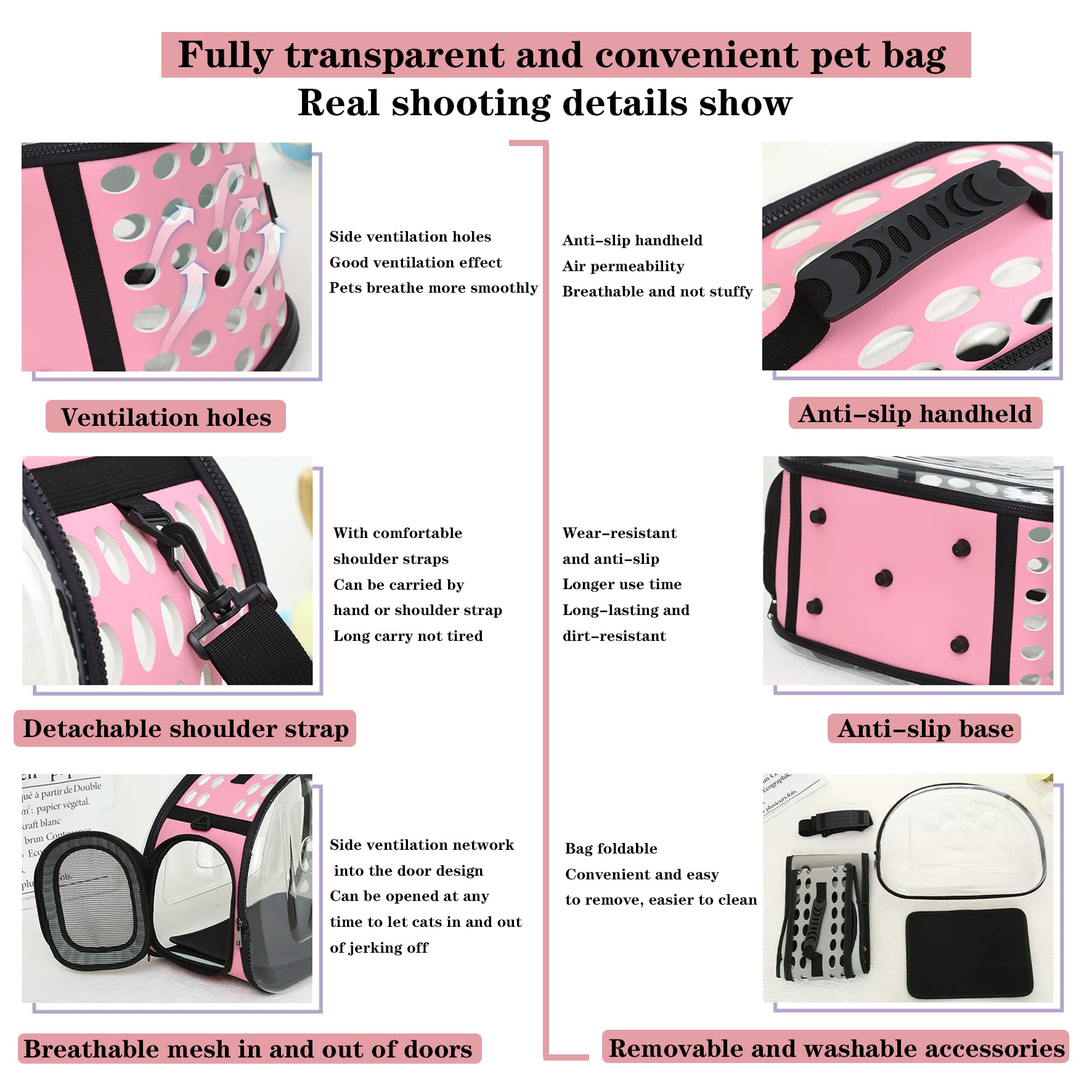 Zaino trasparente traspirante per animali domestici, per gatti, zaino per cani, zaino da viaggio approvato dalla compagnia aerea, progettato per passeggiate in viaggio.