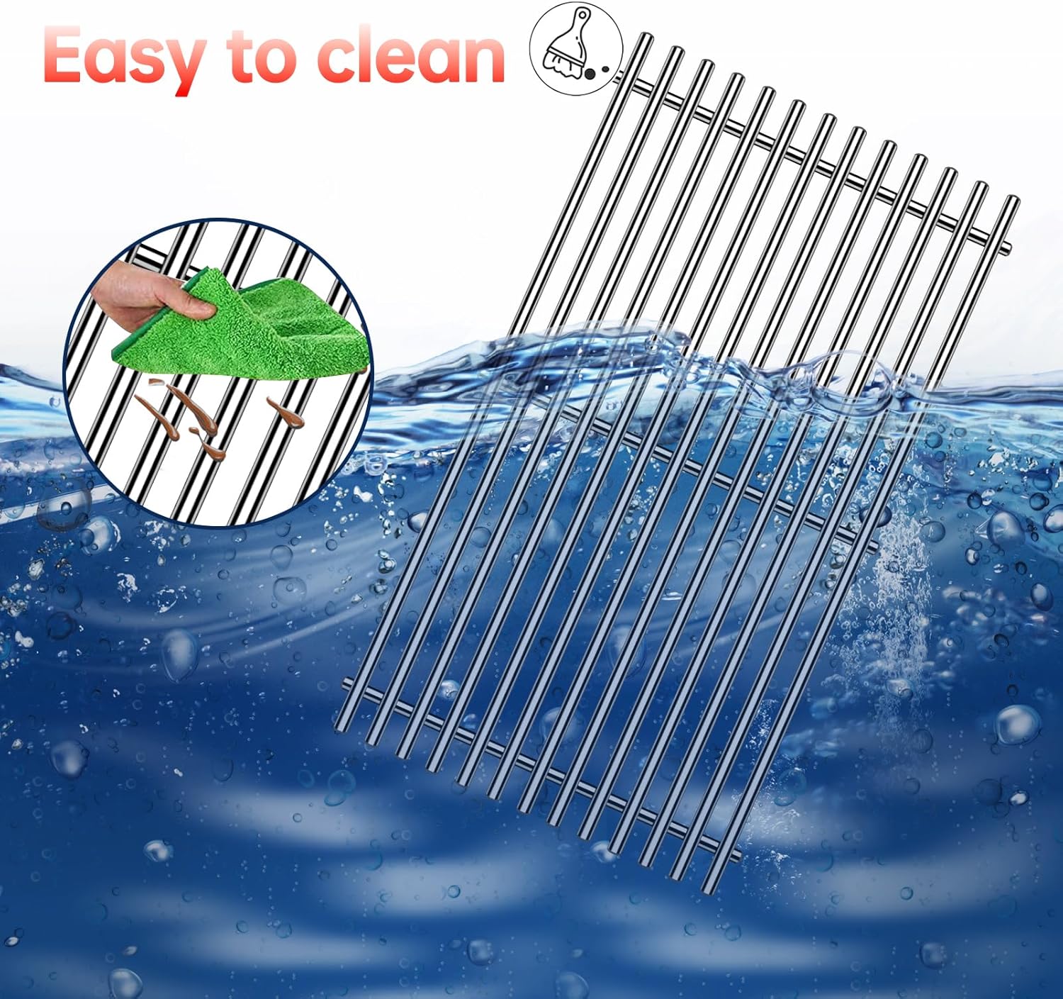 9MM 7637 7635 Gas Grill Grates Parts for Weber Spirit 200 E-210 S-210, Spirit II GS4 E-215 E-220 67022 67045, 16GA Stainless Steel Cooking Flavorizer Bars BBQ Replacement Accessories 15.3”