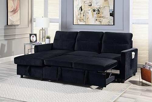 Miniatura 8 de Lilola Home Sofá modular reversible de terciopelo con diván de almacenamiento y bolsillo lateral, color gris claro