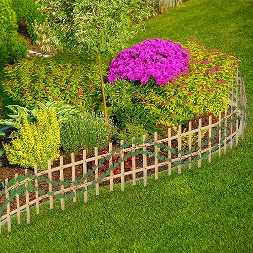 Miniatura 7 de Valla decorativa para jardín, paquete de 10 unidades, 13.5 pies de largo x 17.7 pulgadas de alto, valla decorativa de jardín de bambú para patio al