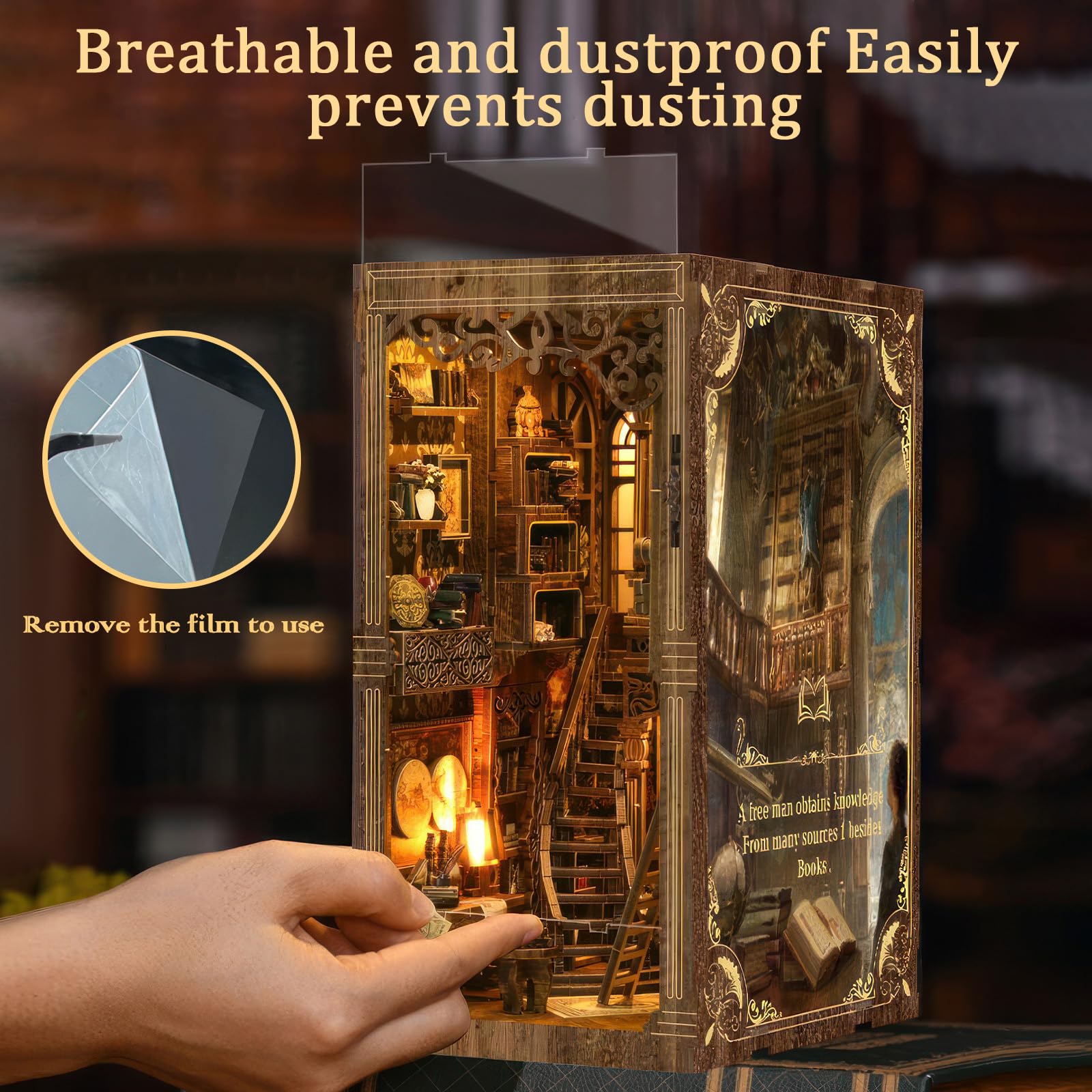Book Nook Kit, DIY Miniatur Puppenhaus Booknook Kit mit Led-Licht, 3D Holz Buch Ecke Miniatur Kit für Erwachsene Teenager Geschenke, Sammlungsraum
