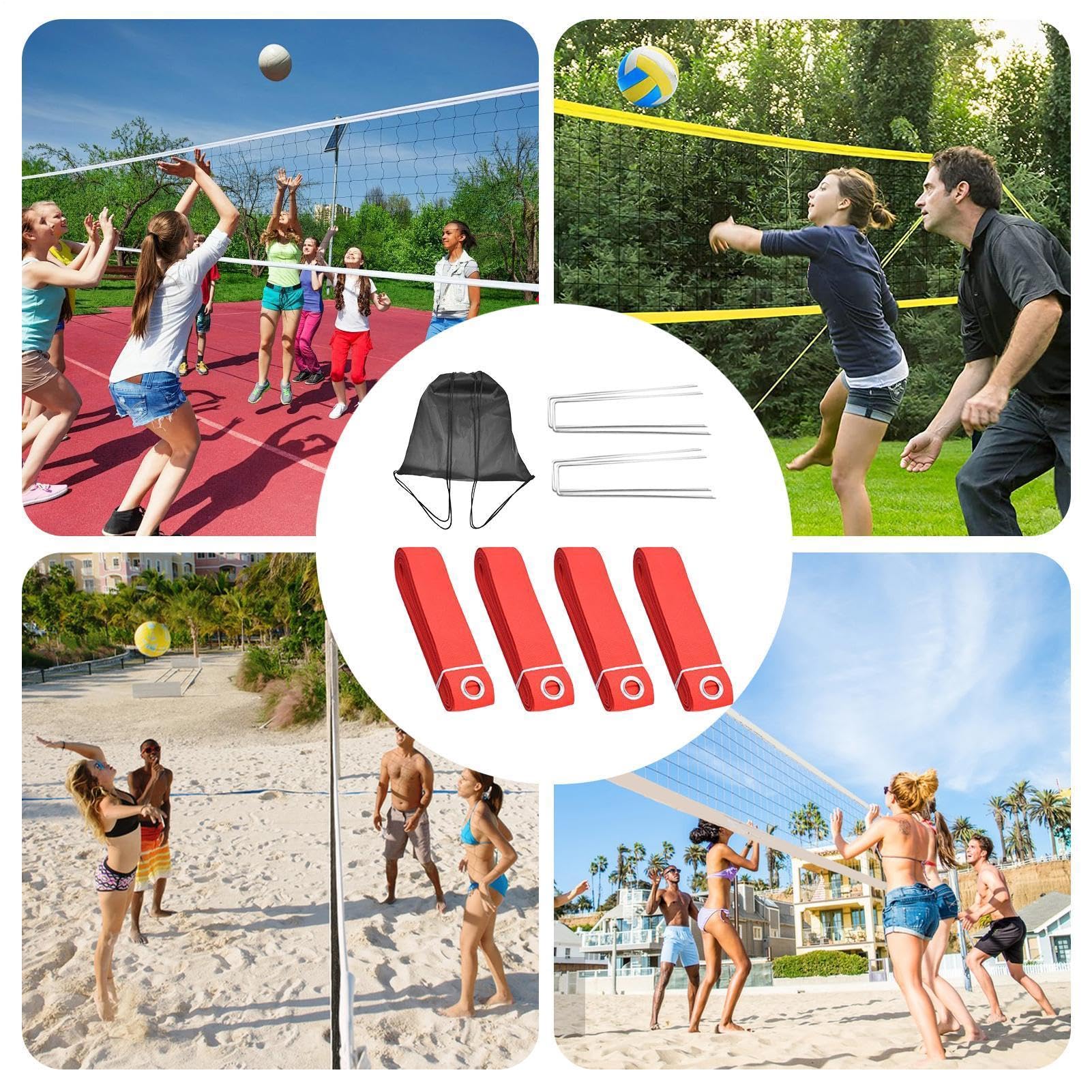 Generico Linee per Pallavolo su Sabbia Set Segnapunti Sportivi | Linee Segna Confini per Pallavolo per Campo da Giardino, Cortile, Casa, Esterni, Torneo e Competizione