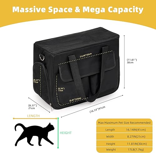 Miniatura 2 de Transportador de gatos y perros para mascotas de hasta 15 libras, aprobado por aerolíneas, plegable, para gatos y perros, transportador de gatos con
