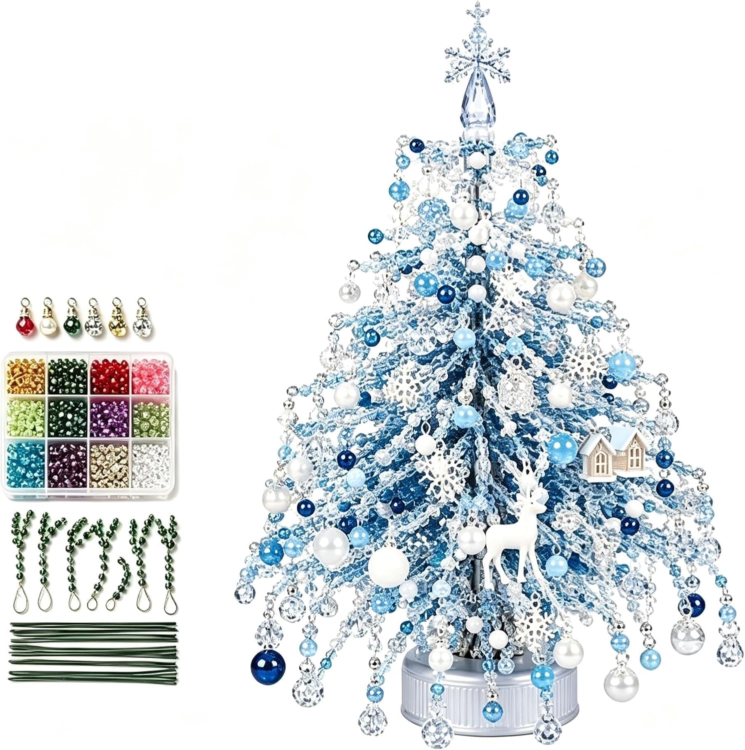 DIY Beaded Christmas Tree Kit, Handmade Holiday Beading Kit for Beginner (1B)