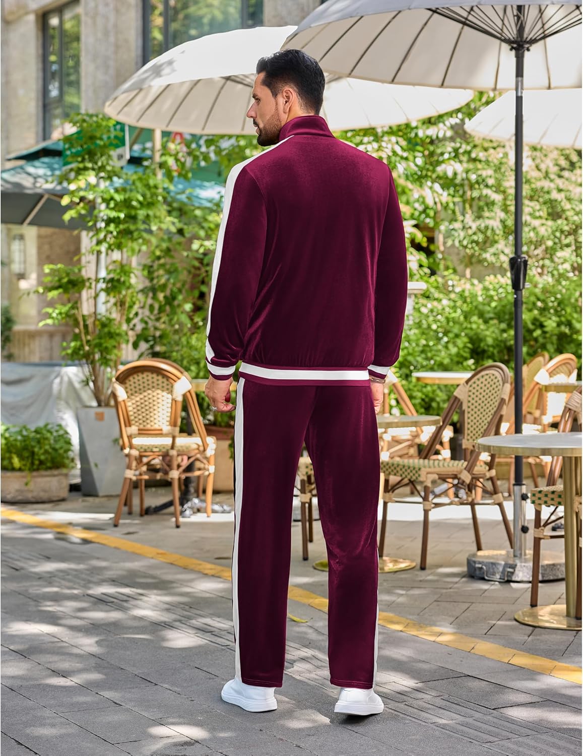 Vssjavun Men's 2 Piece Tracksuit Velour Track Suits Casual Sweatsuits Full Zip Velvet Jogging Suit Sets - Image 3
