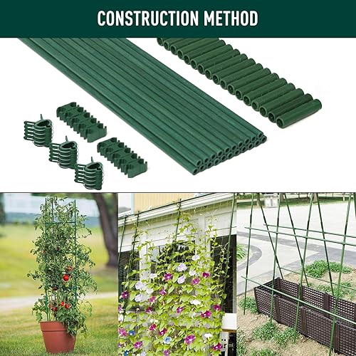 Miniatura 5 de MAXPACE 20 estacas de jardín, 17 pulgadas cada una, bricolaje de 4 pies, 5 pies, 6 pies, 7 pies, resistentes palos de fibra de vidrio para plantas,