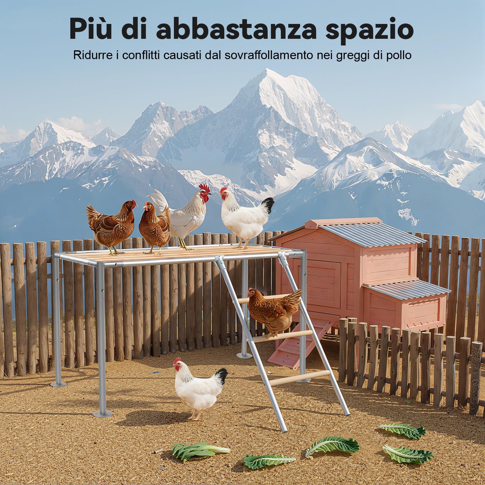 Asta per pollaio, accessorio per pollaio con scala e piattaforma di riposo, torre da arrampicata per 10 polli adulti, case di pollo, allevamento casalinghe, giocattoli per l'habitat