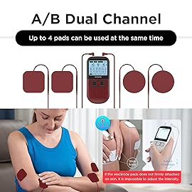 4 in 1 - D.I.Y & Tens Unit & EMS & Massage Muscle Stimulator, Dual Channel TENS Units Therapy Machine for Pain Relief, FDA Cleared Rechargeable Electronic Pulse Massager,with 12pcs Electrode Pads