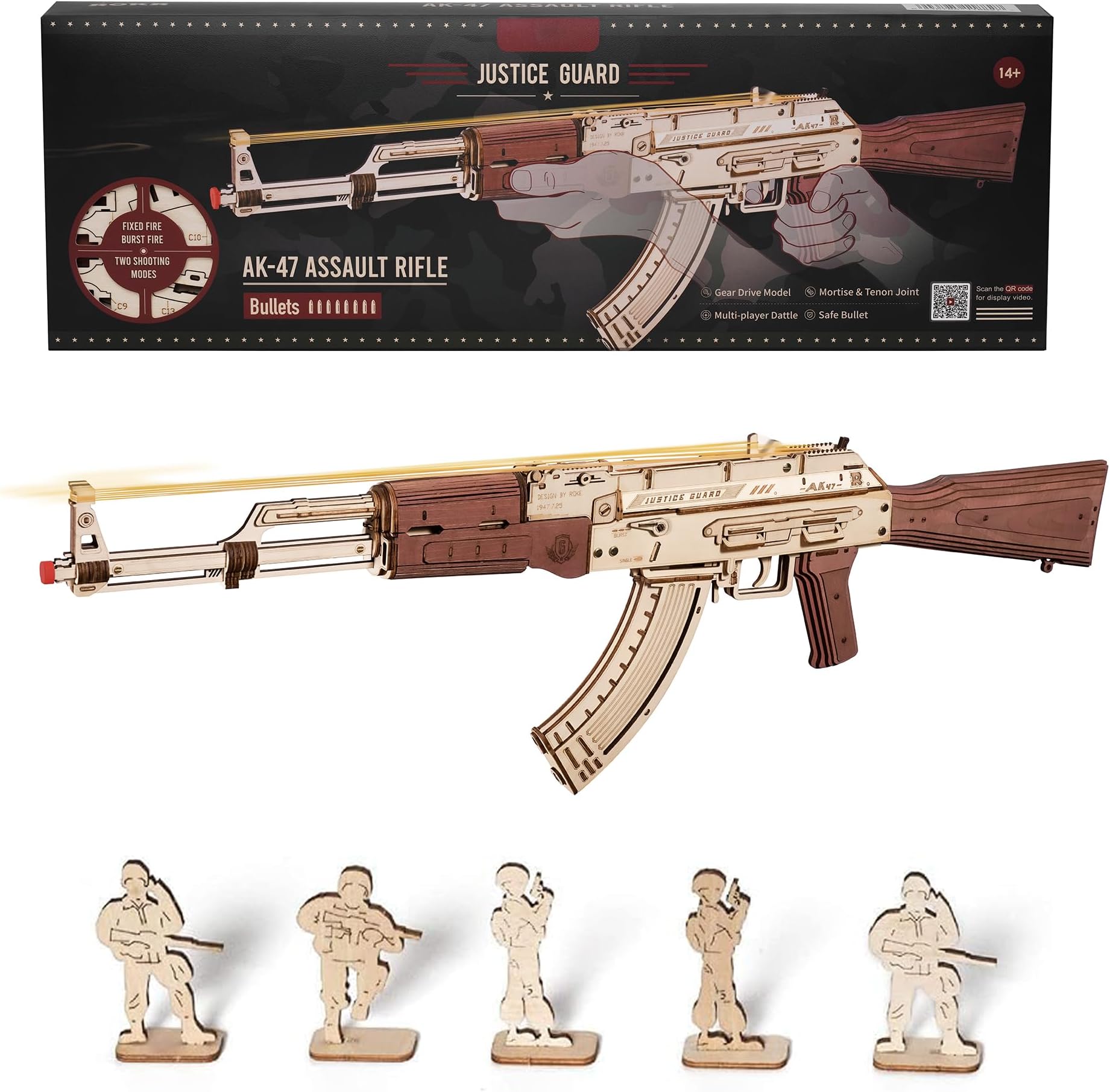 3D Wooden Puzzles for Adults, DIY Rubber Band Gun, Wood Model Building Kits, Wooden Puzzle for Family Time
