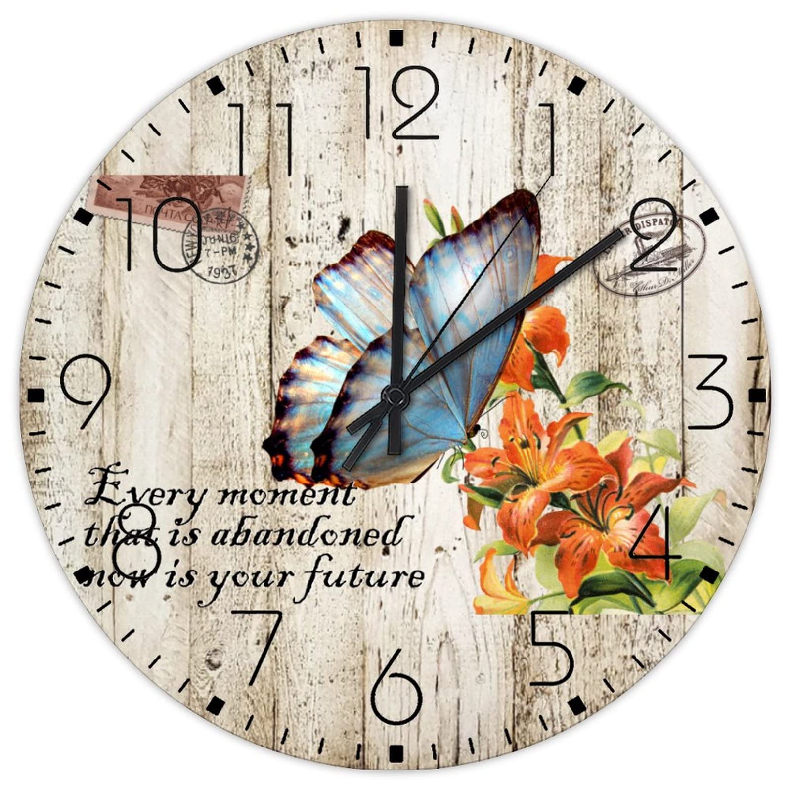 Horloge murale en bois papillon de 38 cm pour sublimer votre cuisine
