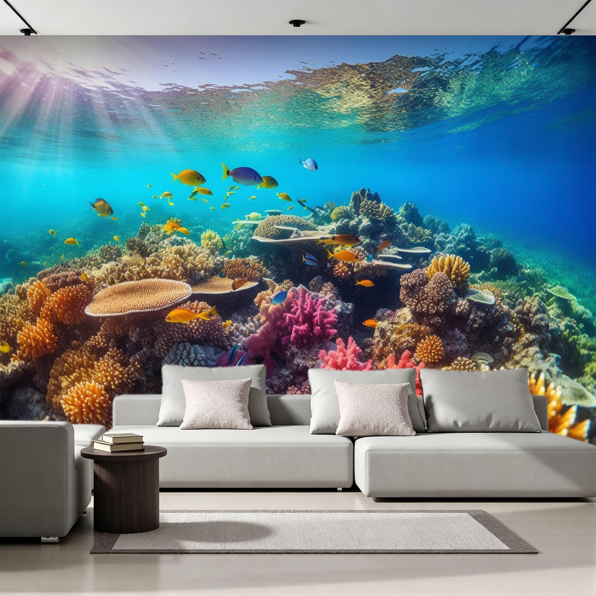 Papel Pintado 3D Arrecife De Coral Tropical Papel Tapiz Fotomural 350x256cm Bancos De Peces Papel Pintado Panorámico no Tejido Formato Grande Decoración Mural para Salón Dormitorio7U88