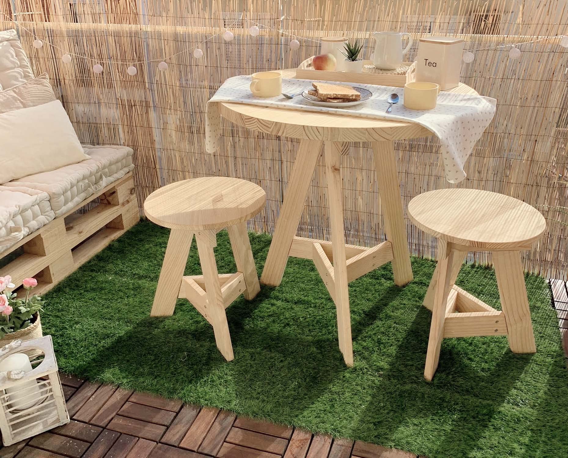 Tablero redondo para mesa de madera de pino, diámetro 75cm y gran grosor de 3 cm I ASTIGARRAGA