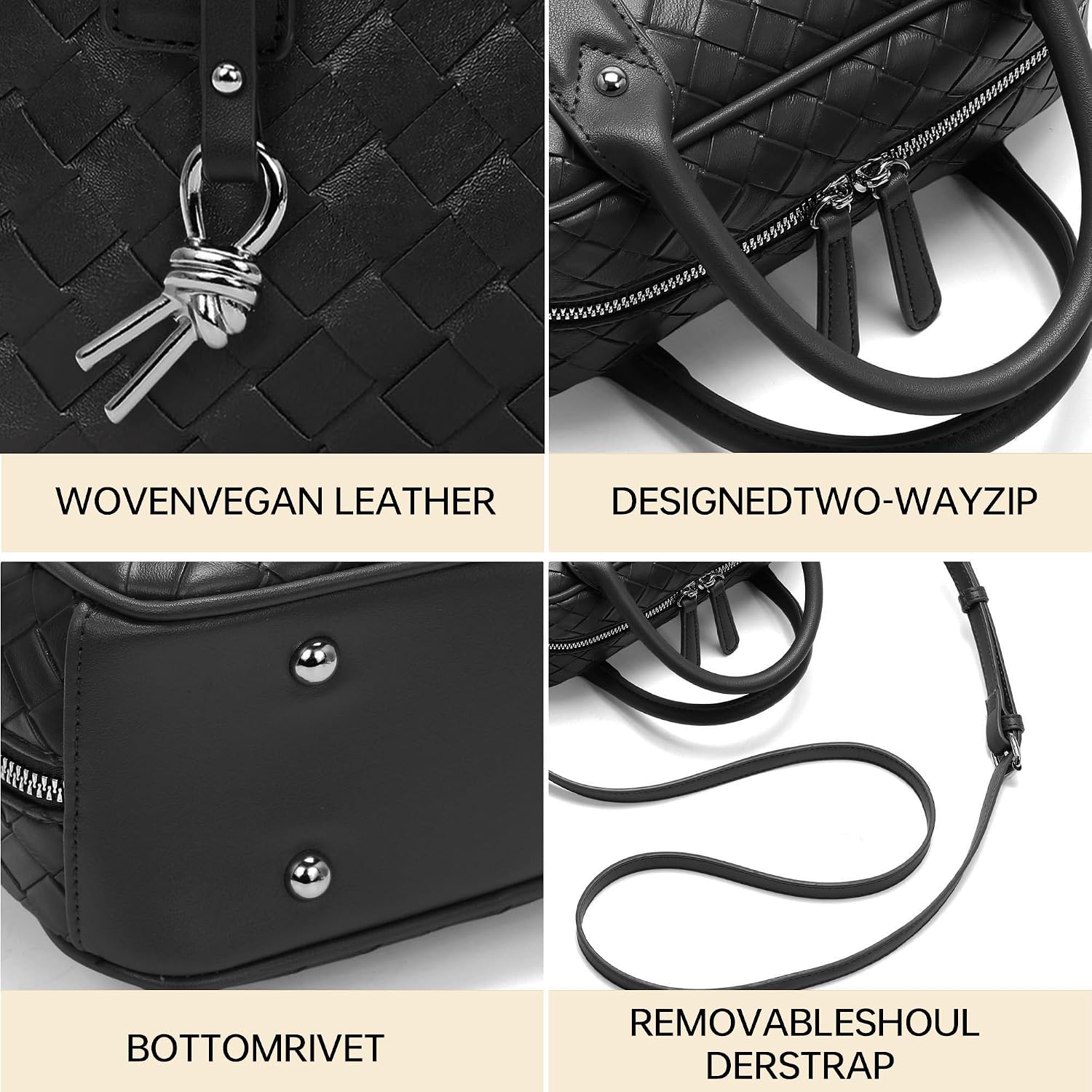 Women's Handmade Woven Top Handle Bag Luxury Crossbody Purse Designer Shoulder Handbag Woven Purse