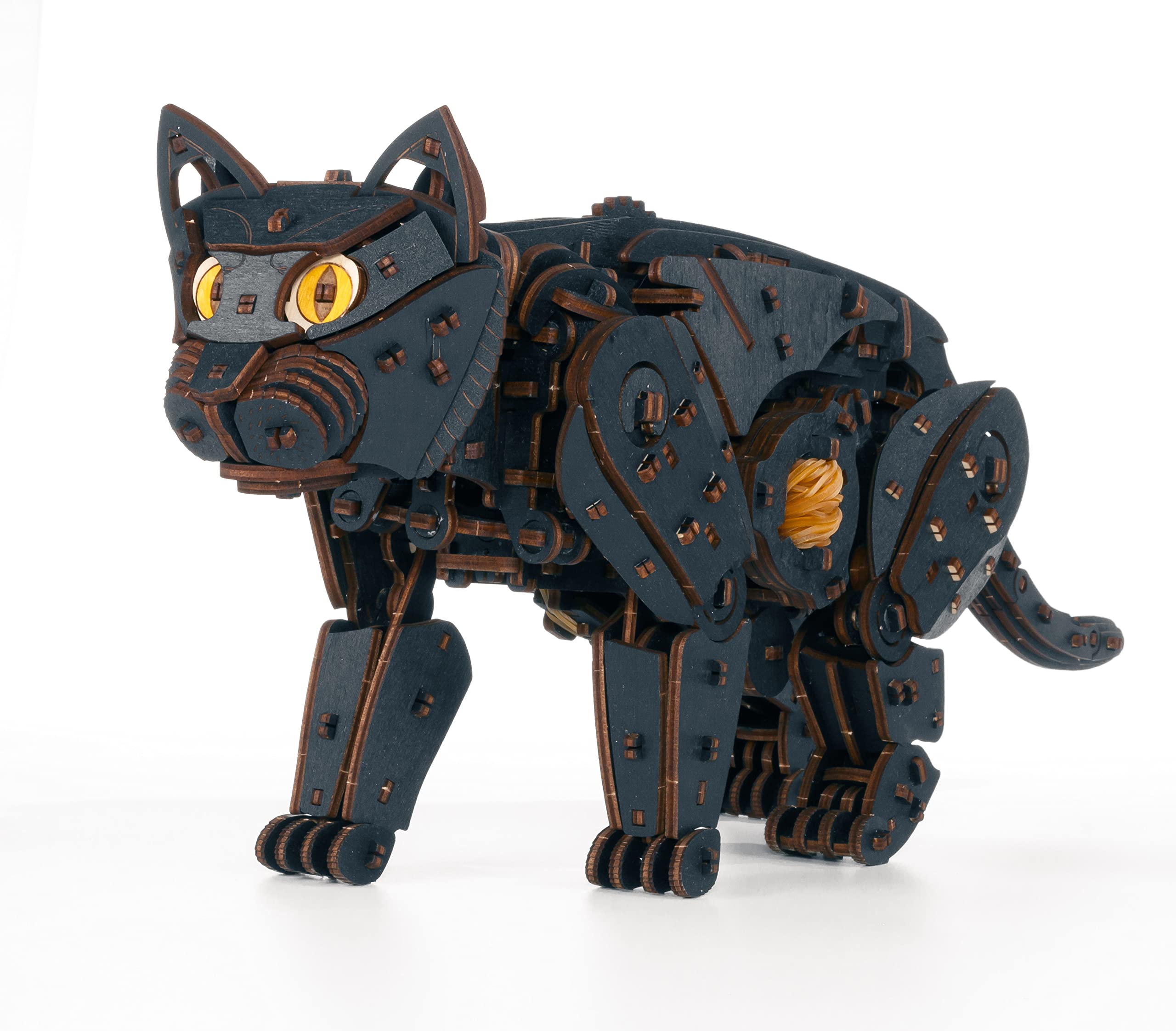 EWA Eco-Wood-Art Puzzle en Bois 3D pour Adolescents et Adultes-Chat Noir-Kit de Bricolage, Auto-Assemblage, Pas Besoin de colle-508 pièces, Black Cat