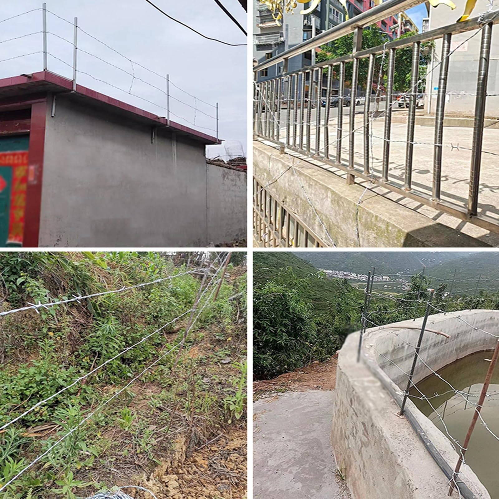 Alambre de Espino Galvanizado en Caliente - Bobina para Cercas de Seguridad Rural - Doble Cadena Acero Resistente para Vallados Ganaderos/Almacenes,2.2mm,200m(656ft)