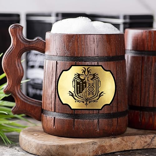 Monster Hunter World Wooden Beer Mug. MHW Beer Mug. Gamer Mug. Monster Hunter Tankard. Gift For Him. Beer Stein Wood Gamer Gift #108/0.6L / 22 ounces