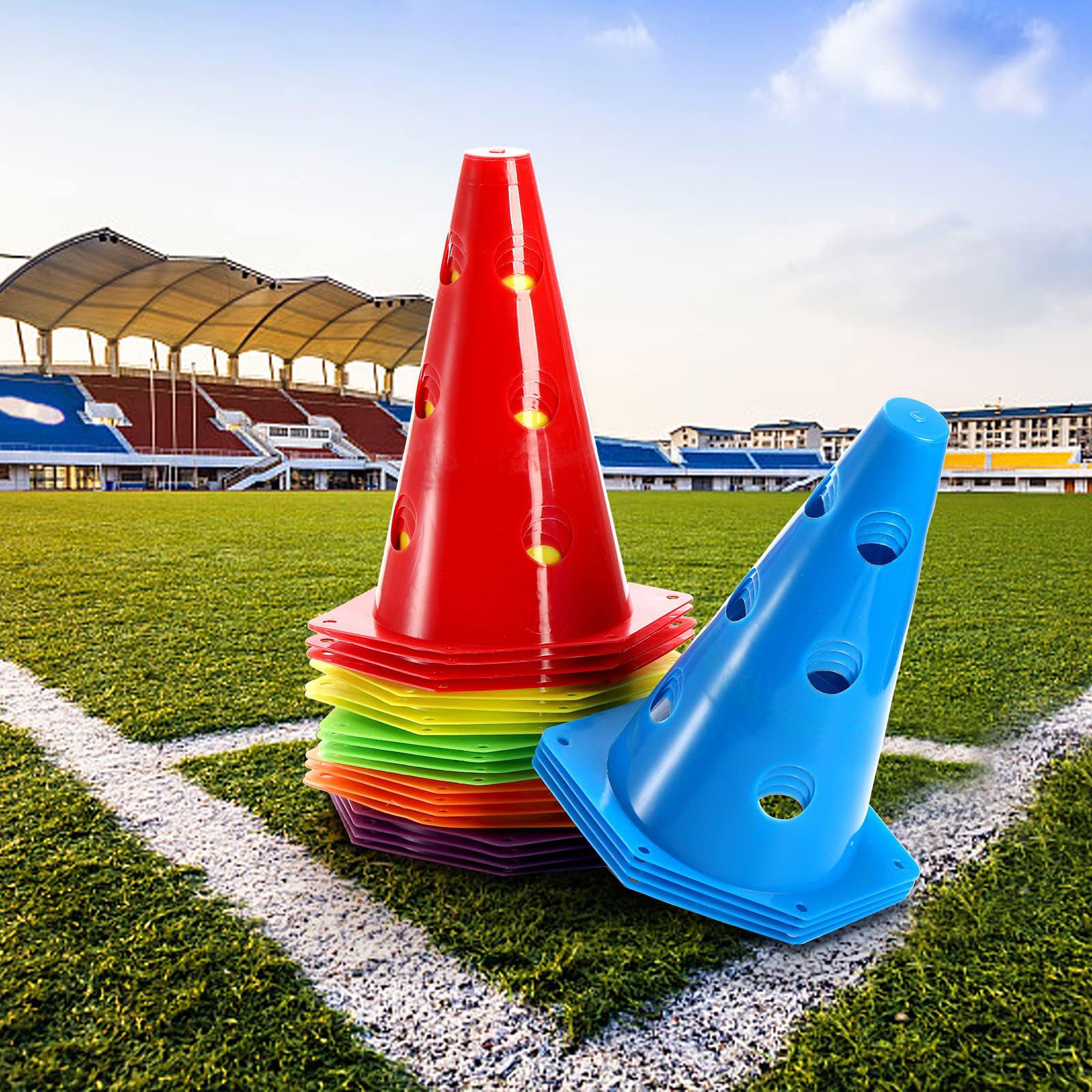 10Pcs Cônes d'Entraînement de Football 30cm/40cm Cone de Signalisation avec Hauteur,Plots de Marquage Cône avec Sac de Transport,pour Football,Sport,Sport équestre et entraînement