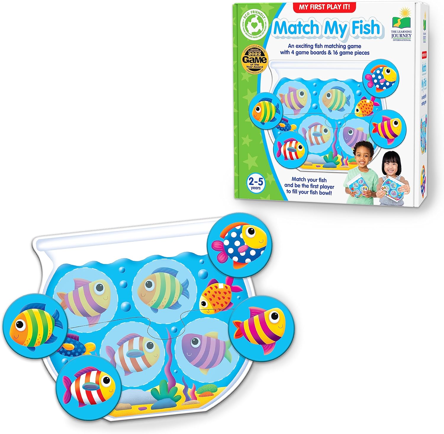 Learning Journey International My First Play It – Match My Fish – 4 Playing Boards and 16 Matching Game Pieces, Multicolor (138793)
