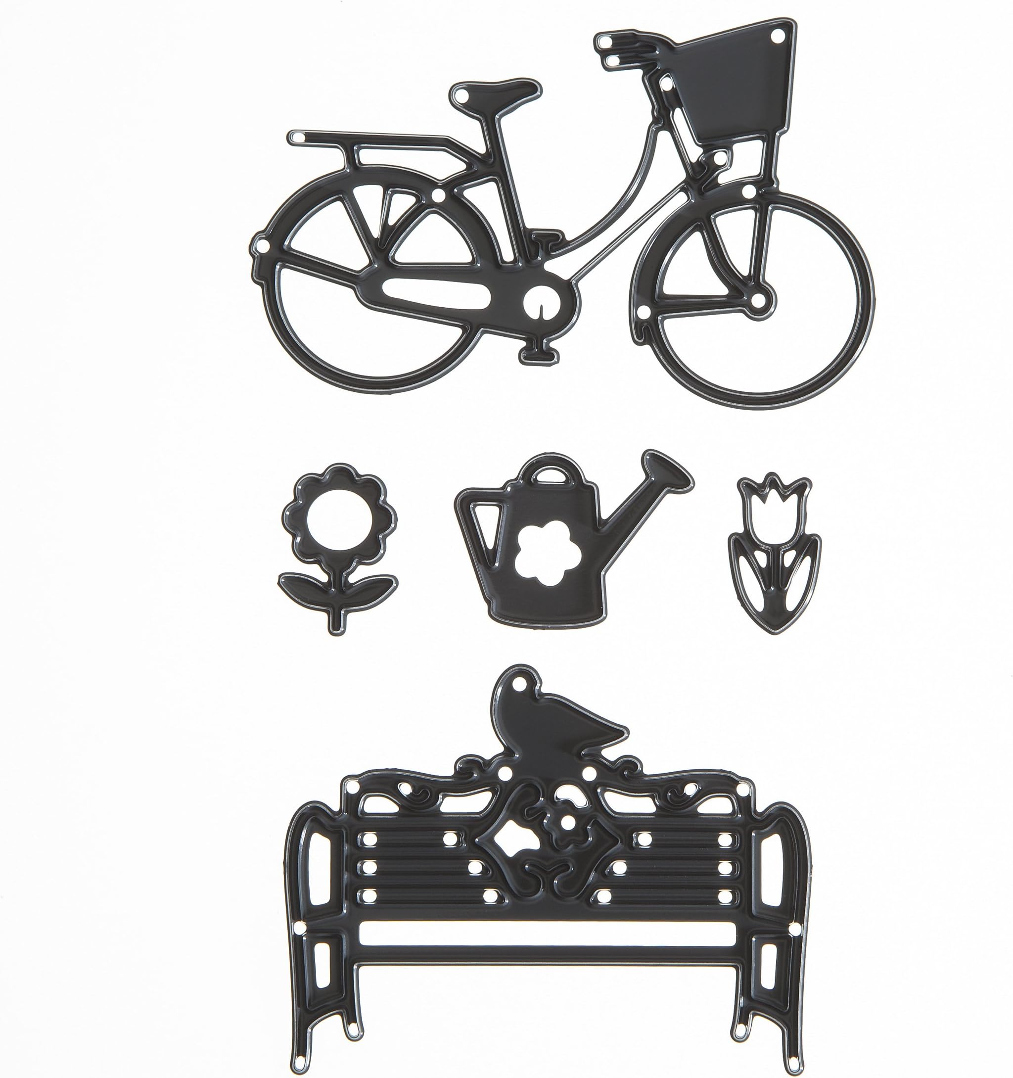 Darice Build-a-Design Craft Dies Outdoor Bicycle & Bench Scene Die Cuts, 5 Piece