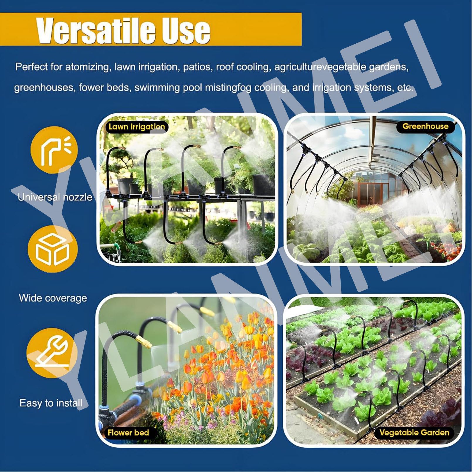 Kit di irrigazione automatica giardino curvo a 360° con timer intelligente, ugelli regolabili, siste-ma di irrigazione a goccia a installazione rapida serre, prati e piante da esterno 50m/164ft+Timer