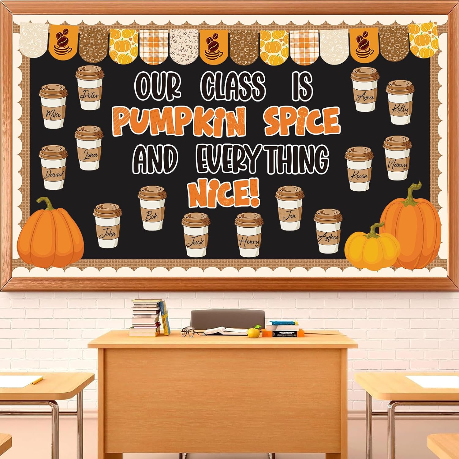 Yewfold Fall Bulletin Board Decorations Coffee Theme Thanksgiving Bulletin Board Decorations Fall Wall Decor with Pumpkin and Latte Theme for School Office and Home Decor