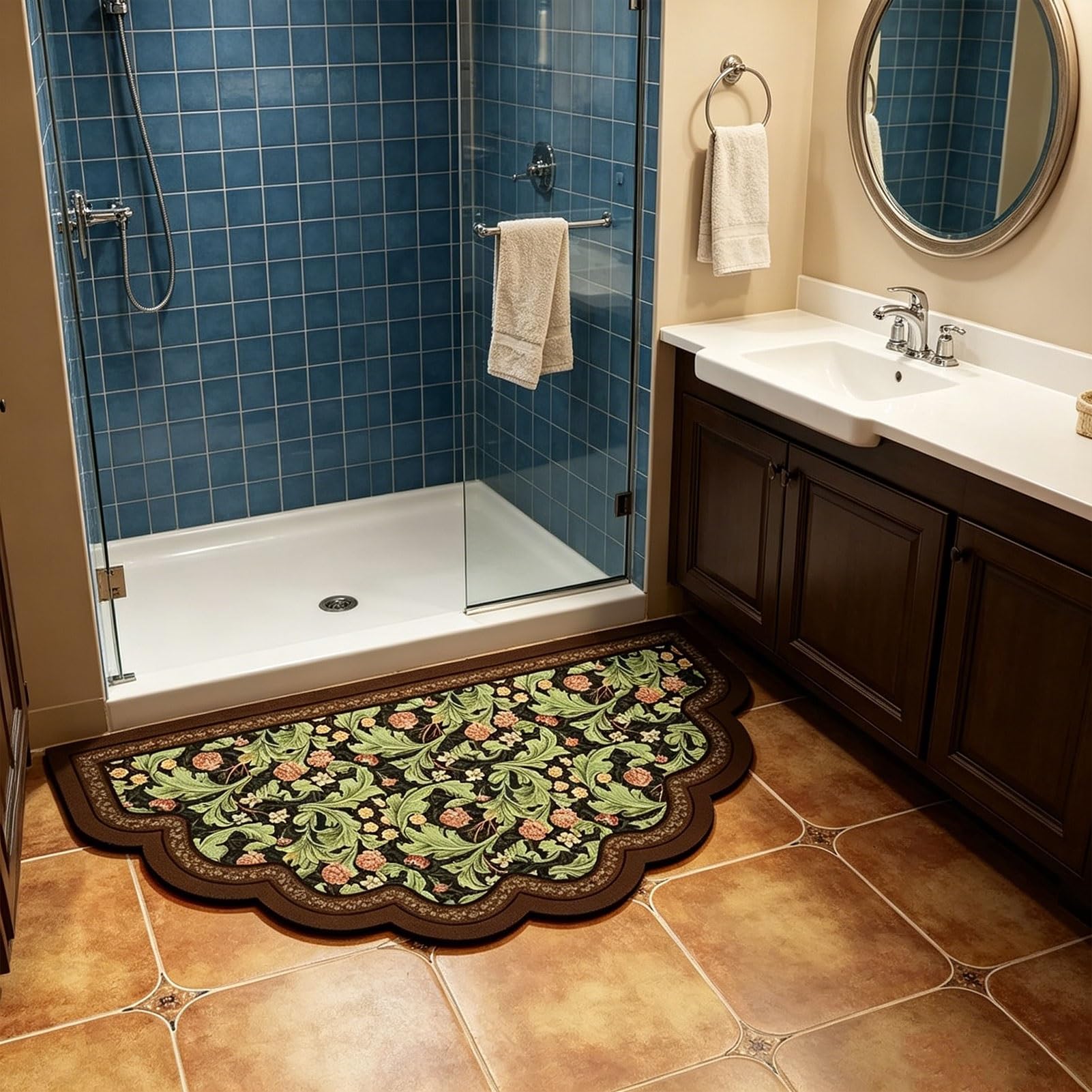 Tapis de décoration de sol de cuisine antidérapant et tapis de douche doux