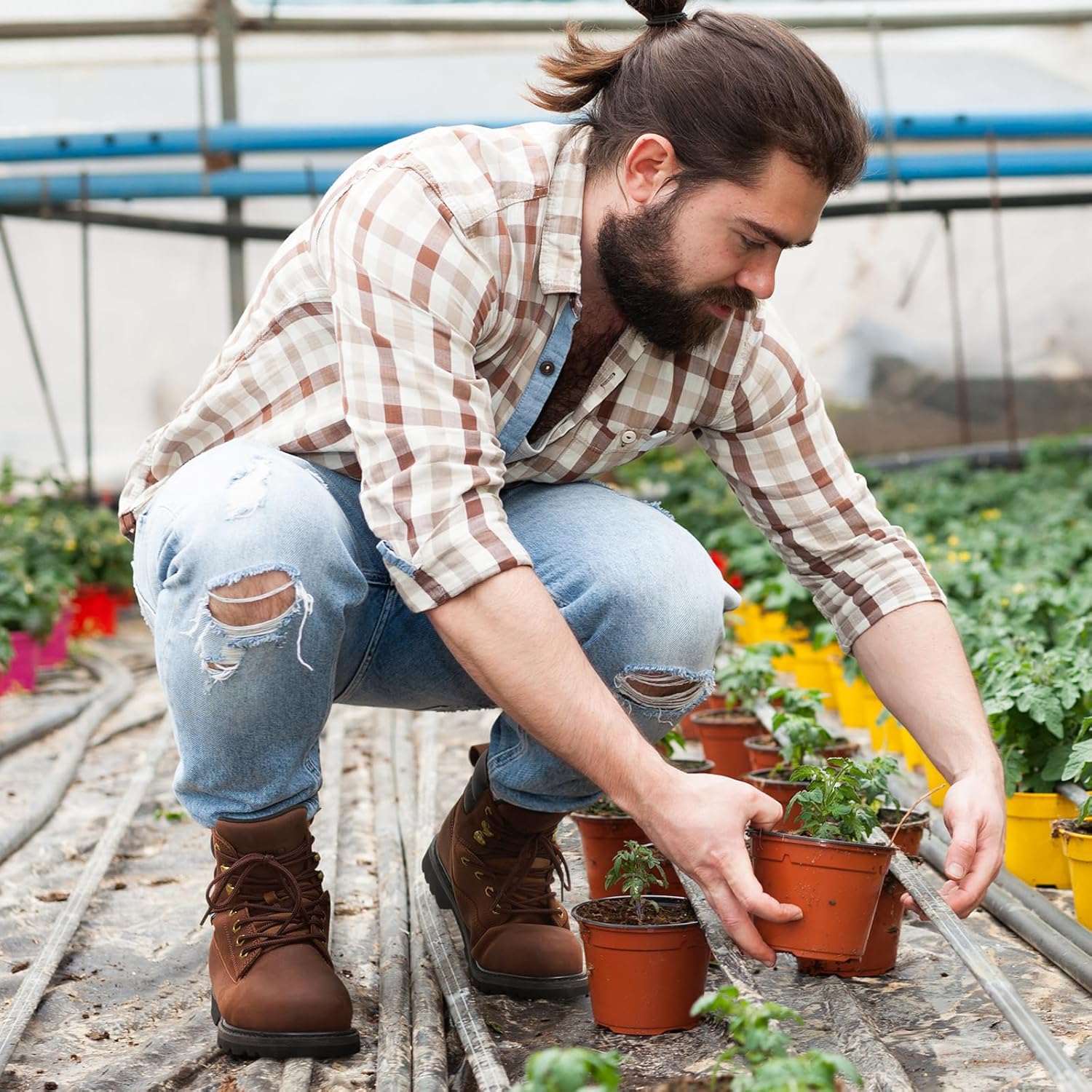 NINGO Waterproof Steel Toe Work Boots for Men, 6" Non Slip Comfortable Leather Workboots, Mens Safety Construction Shoes for Outdoor Industrial - Image 2