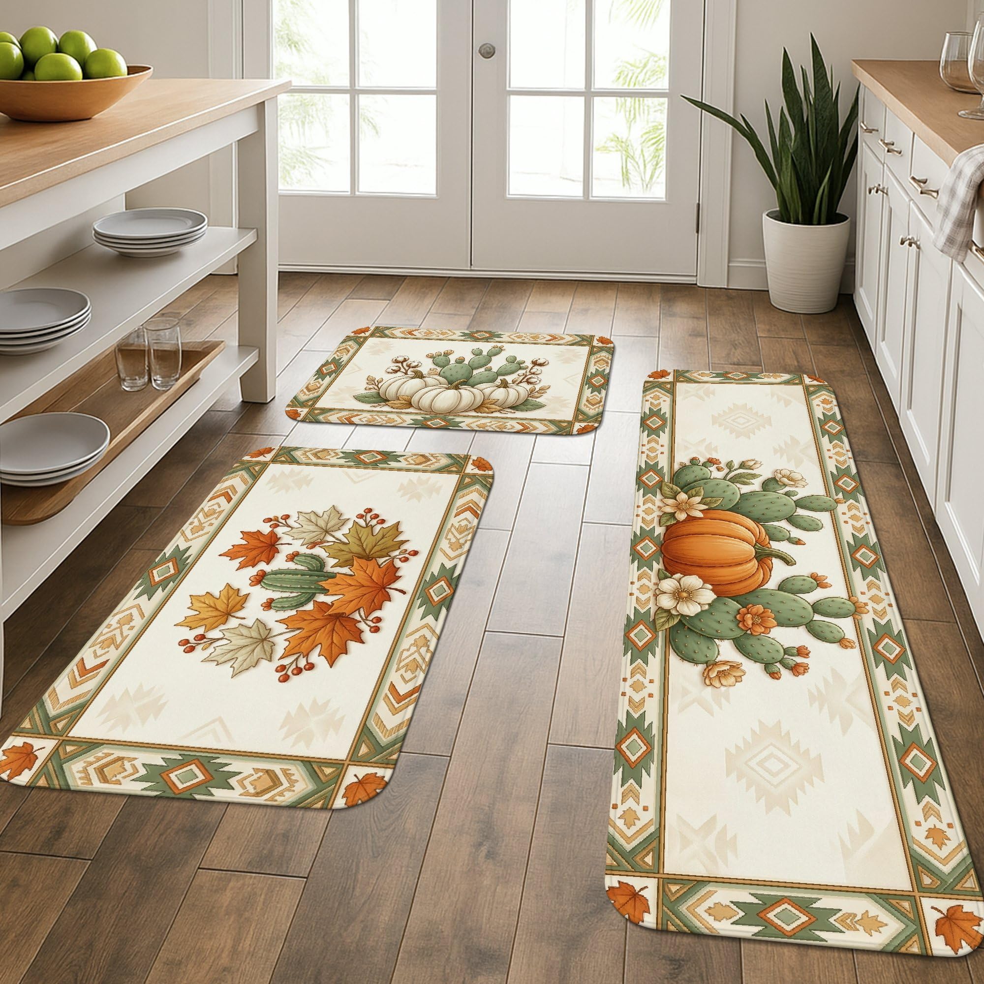 Tapis de cuisine orange motif citrouille pour égayer votre sol d'automne