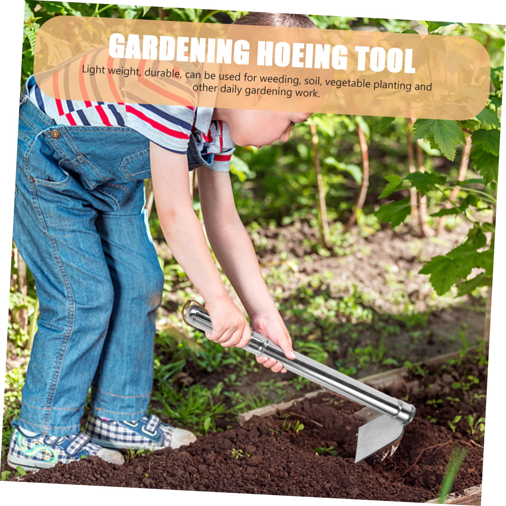 TOYANDONA Gartenhacke Garten Handhacke Werkzeuge zum Unkrautjäten im Garten Landschaftsbau Hacke Unkrauthacke aus Edelstahl Hand-Jäter-Werkzeug Rostfreier Stahl Silver
