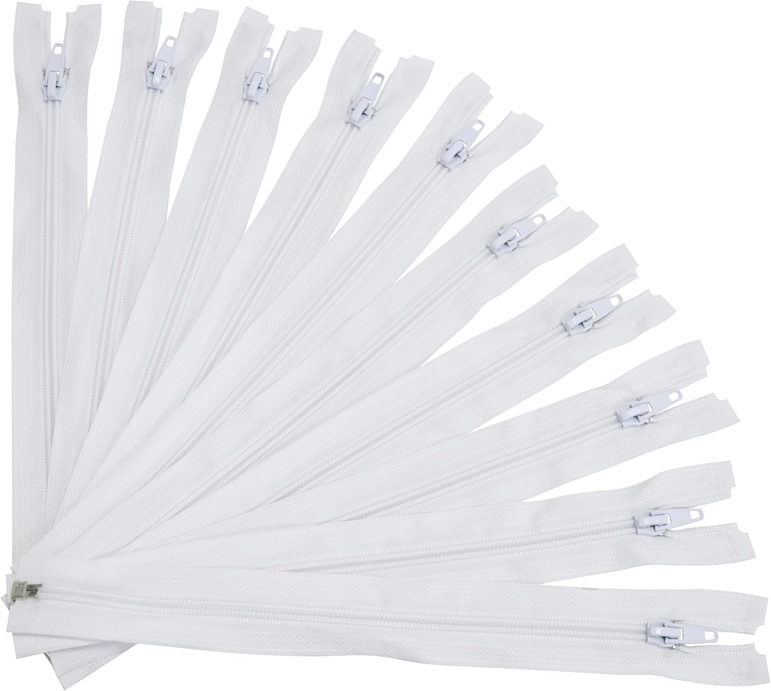 AERZETIX - Pack of 10 No. 5 25 cm Separable Spiral Zippers with Slider - Metal Nylon Polyester - White - Sewing Creations DIY Textile