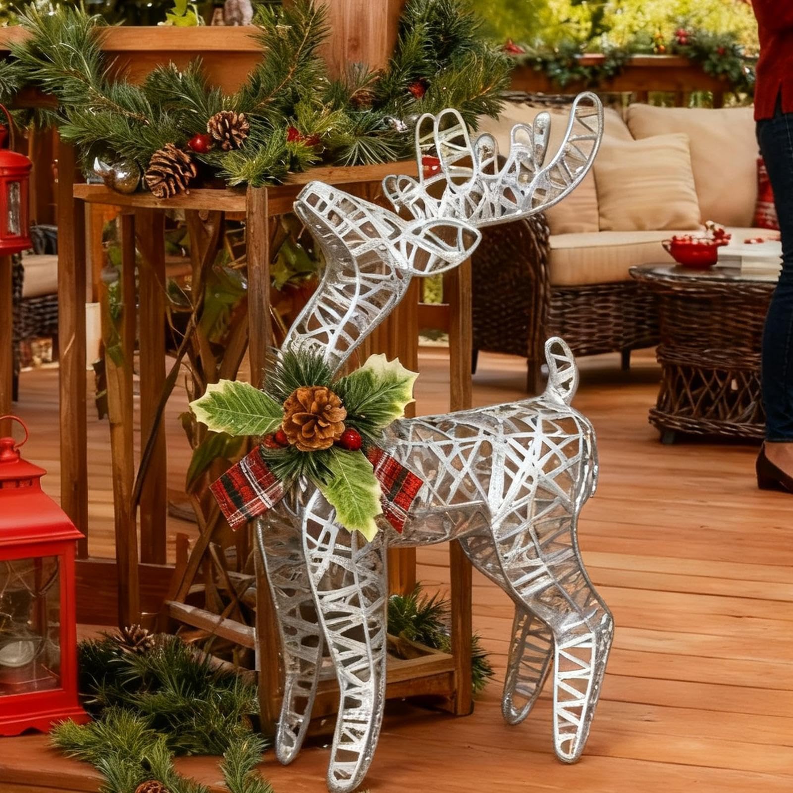 Figuritas De De Navidad Festivo De Metal Iluminado | Decoracion Navideña De Para Sala De Estar Interior Hogar Navideño Exterior Familia Entrada Festival Repisa