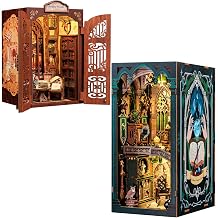 Cutefun DIY Book Nook Kit Craft Gift for Adults,Teens,Girls,DIY Miniature House Booknook Kit Bookshelf Decor,3D Wooden Puzzles for Adults,Tiny Home Model with LED Light