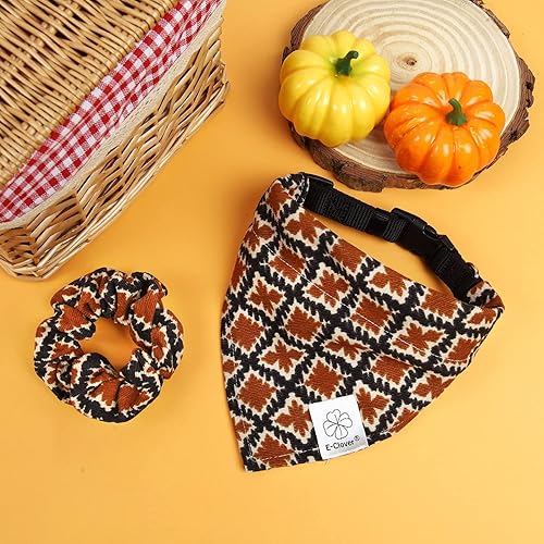 Miniatura 7 de E-Clover Juego de bandana y coletero a juego, ajustable, accesorios para mascotas para perros pequeños y medianos, cachorros, gatos, regalo para