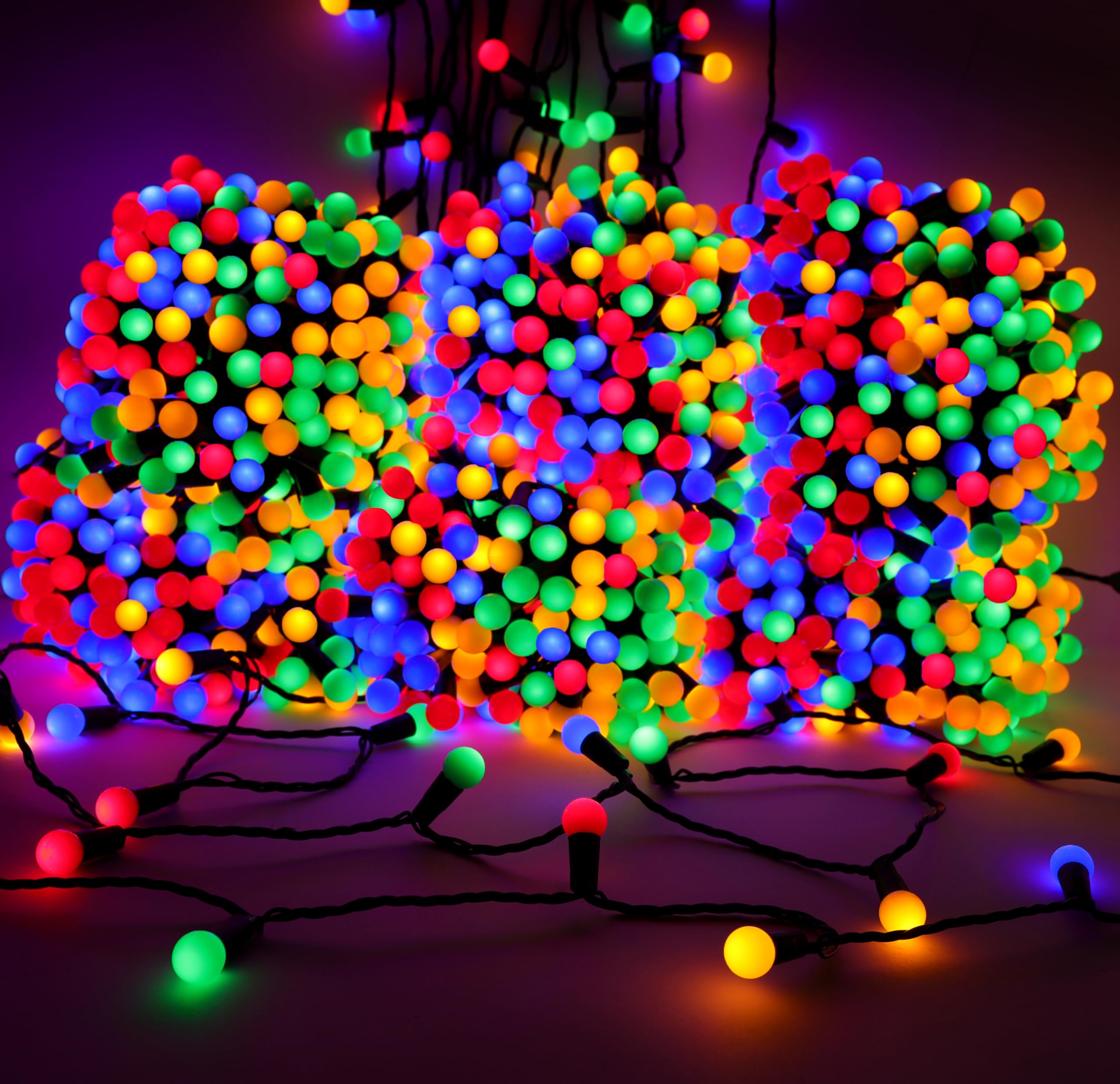 Christmas Concepts® 1000 100m (328ft) Multicoloured LED Berry Lights with 8 Function Controller - Indoor/Outdoor - Energy Efficient A++ - Christmas Lights