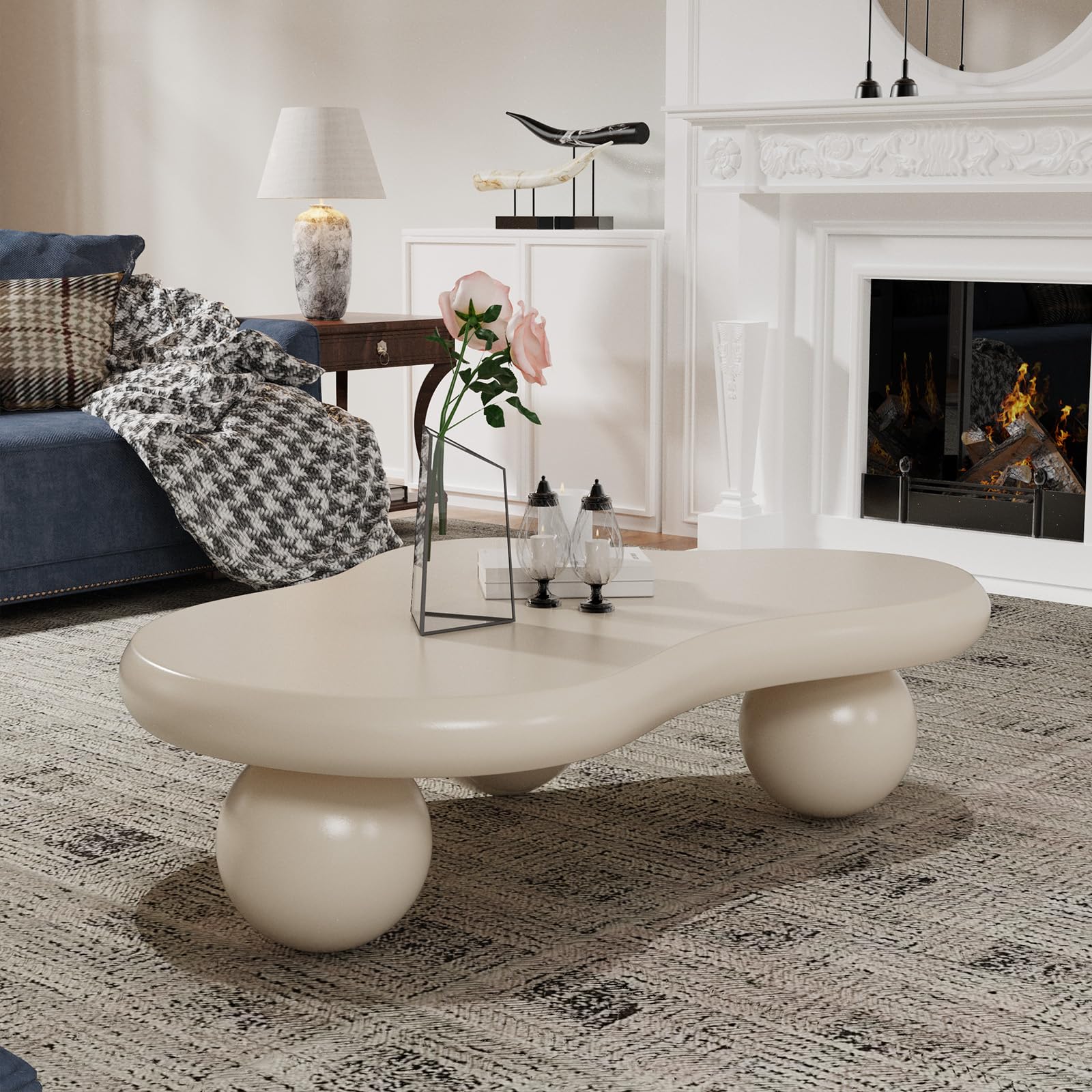 White Cloud Shaped Coffee Tables, Irregular Coffee Table, Coffee Table Modern Cloud Shape Design, Coffee Tables for Living Room, Room, Office (46.06 x
