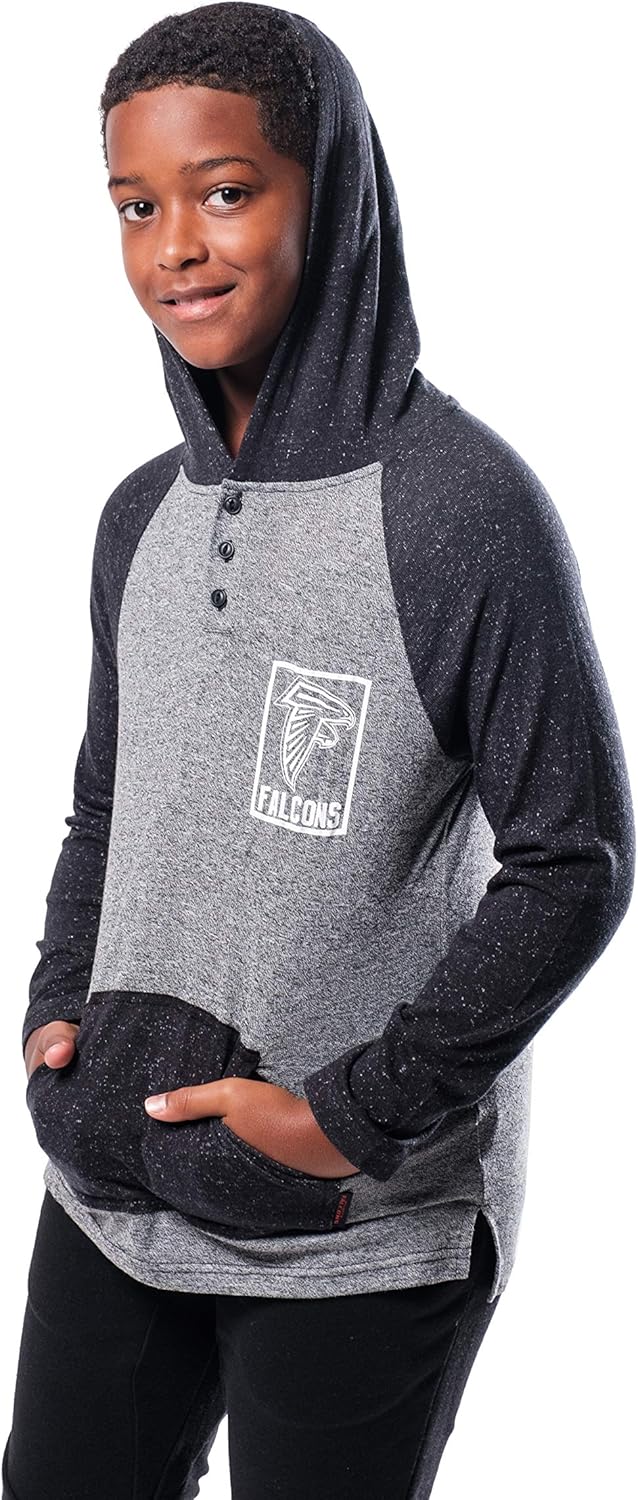 Ultra Game NFL Boys Super-Soft Hoodie Pullover Henley Sweatshirt