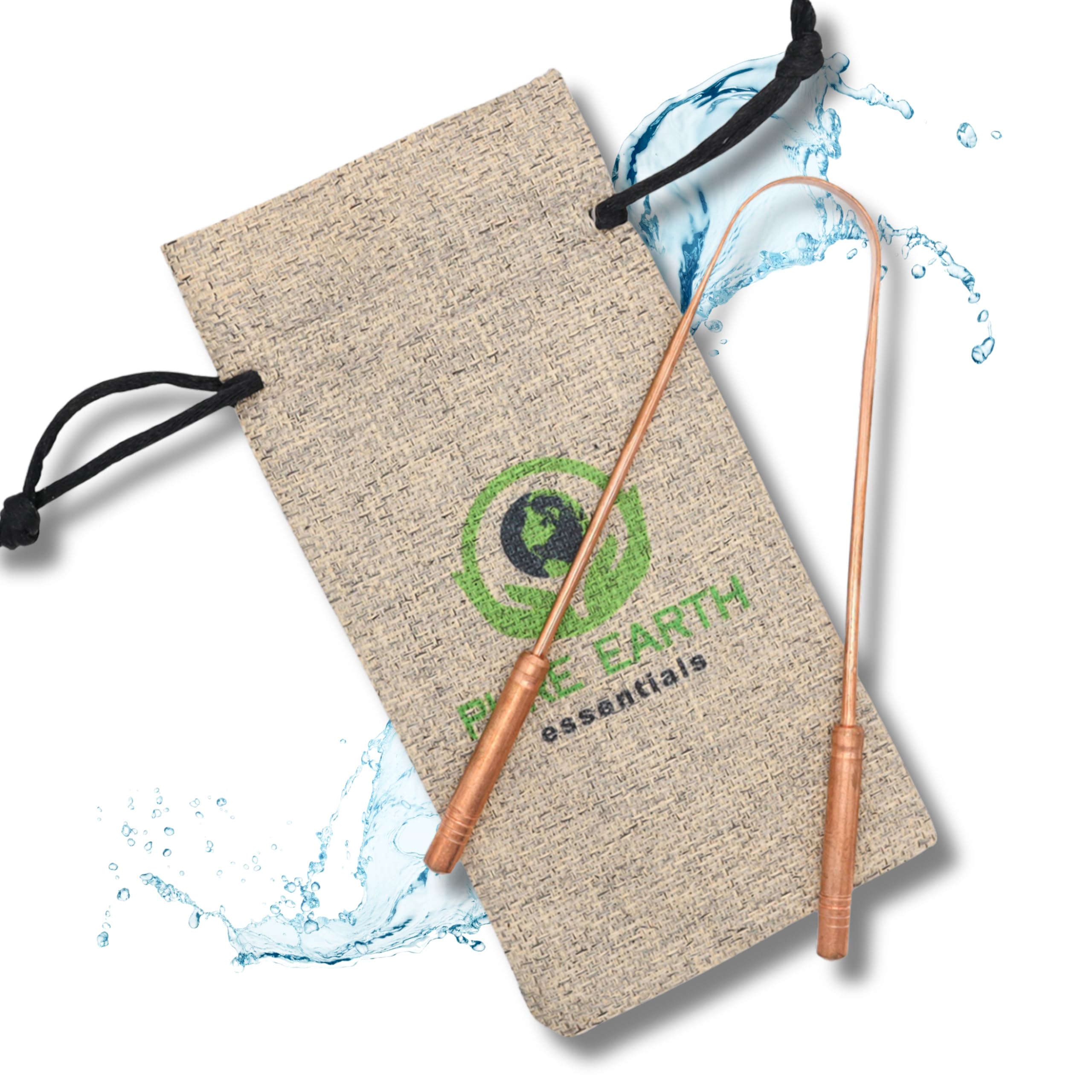 100% Pure Copper Tongue Scraper for Adults - Heavy-Duty, Rust-Proof, Long-Lasting Oral Care - Travel Tongue Scraper Ayurvedic with Case - PURE EARTH essentials (1 Piece/Pack)