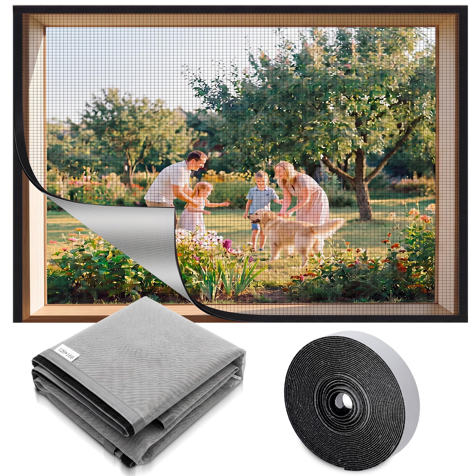 Photo 1 of ElaraBerry Adhesive Window Screen 47" x 63" White