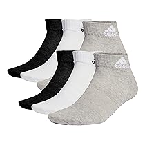 adidas Unisex – Adulto Thin and Light Sportswear Ankle Socks 6 Pairs, Medium Grey Heather, White, Black, 13-14.5